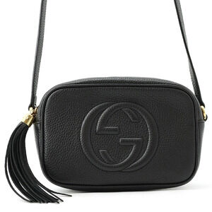 Gucci Interlocking GG Soho Disco Bag Leather Tassel Shoulder Bag Black